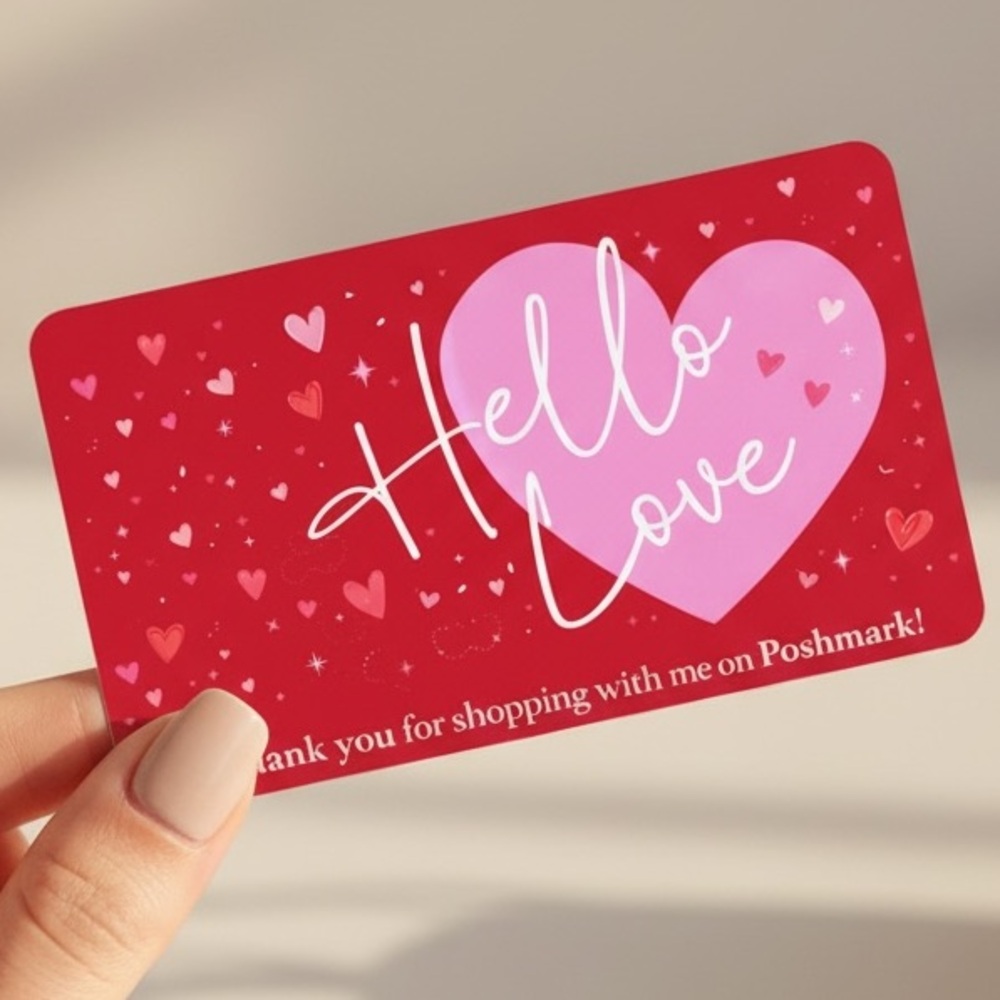 50 Cute Red Thank You Cards | Heart Love Design for Poshmark Sellers 3.5x2